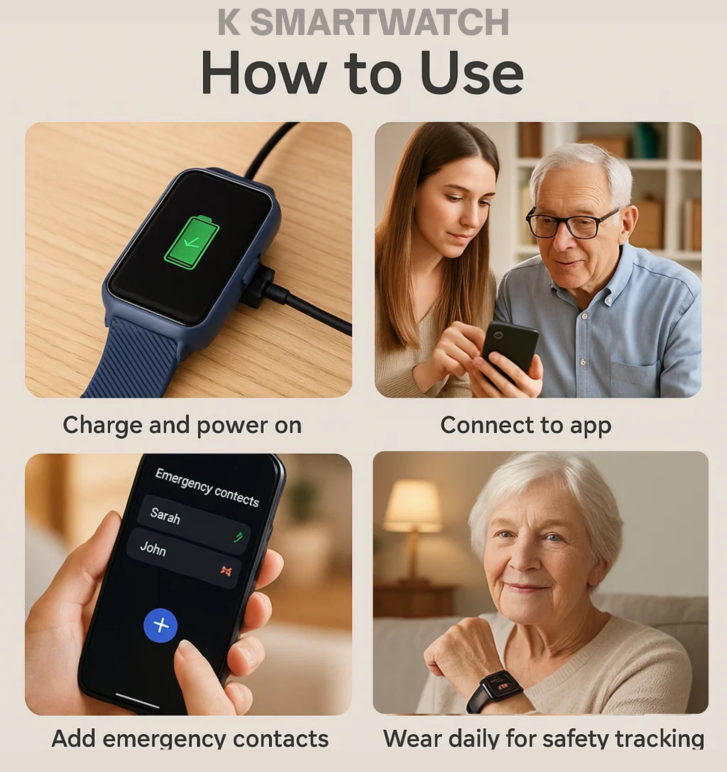 Fall Detection Watch for Seniors - 4G Medical Alarm with GPS & SOS Smart Watch
