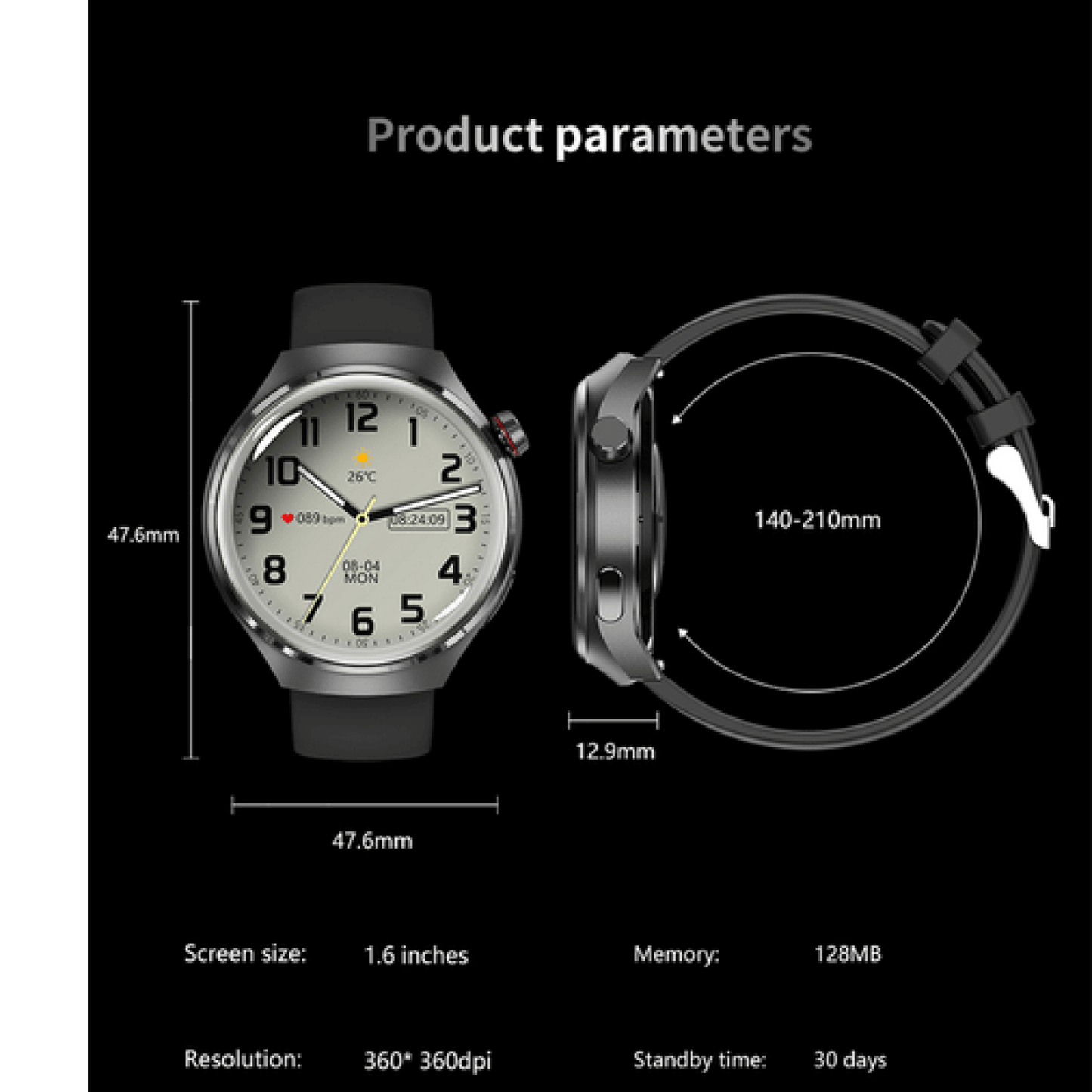 Stainless Steel Black Smart Watch for Men Android Watch UK | LK 126®