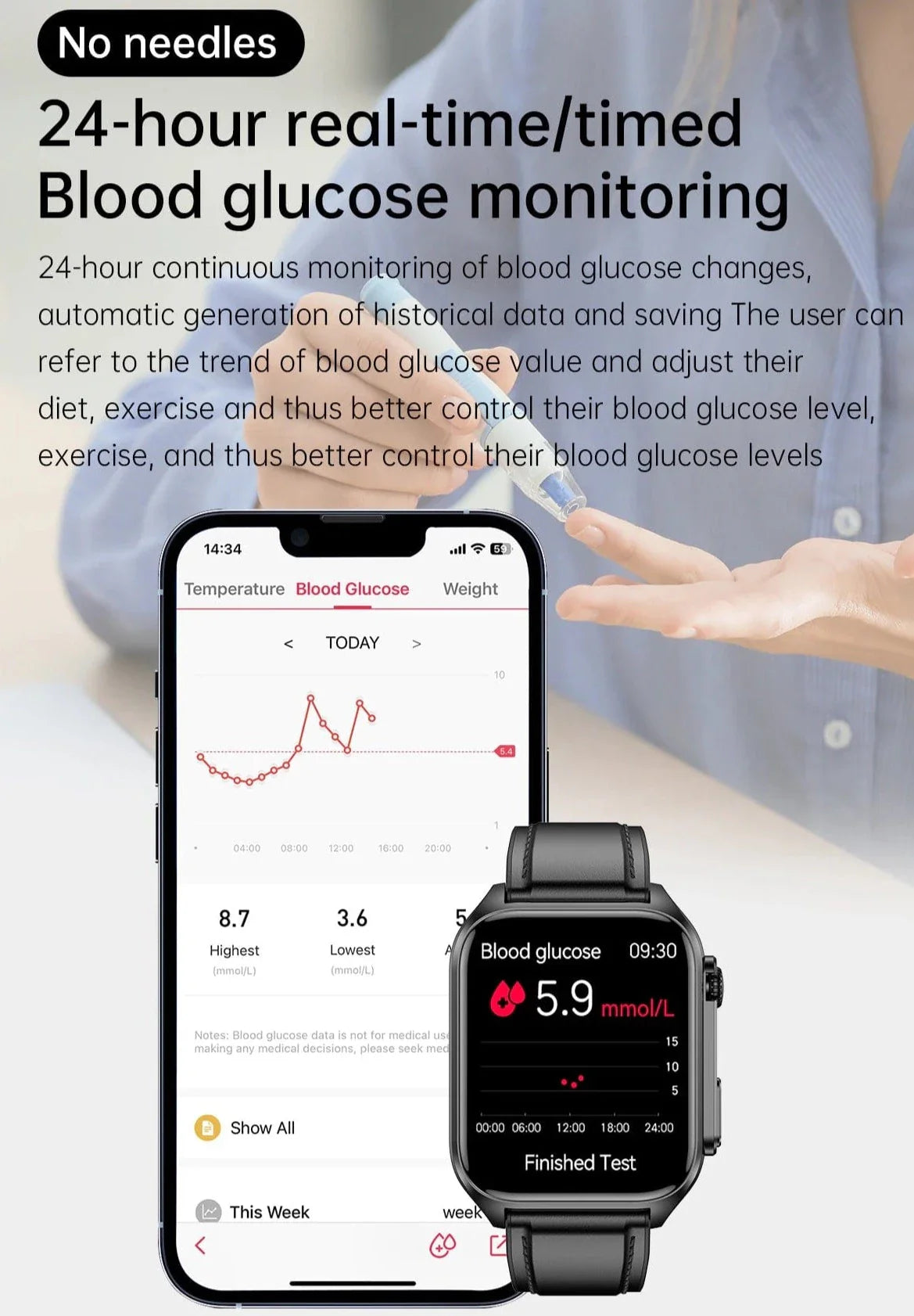 Vitality Smart Watch - Health and Fit Tracker All-In-One Monitoring Waterproof