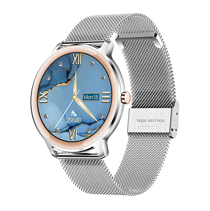 Super Slim Watch For Ladies Fashion Full Touch Round Screen Smart Watches For Women Heart Rate