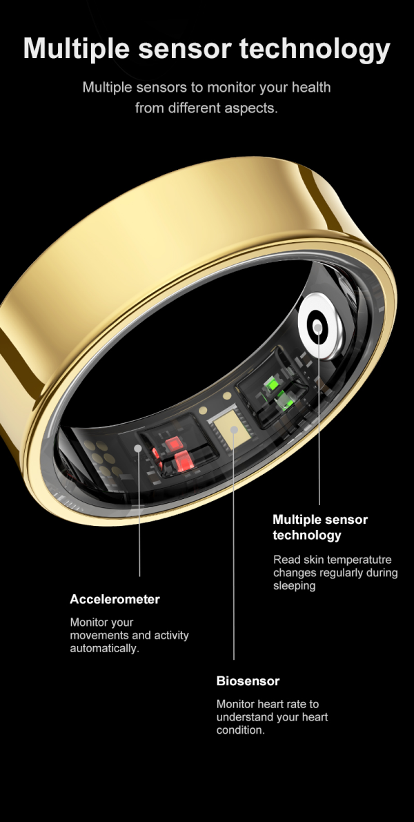 Smart Fitness Tracking Ring | Comprehensive Health Monitoring, Female Health Insights & Stylish Design for Everyday Wear