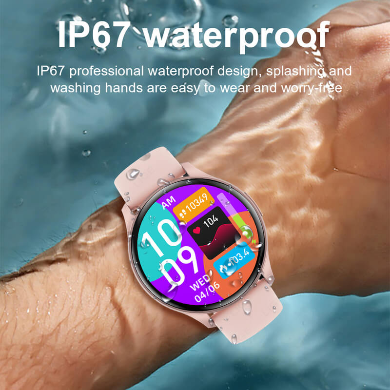 Pink Round Waterproof Lige Smartwatch for Women and Ladies