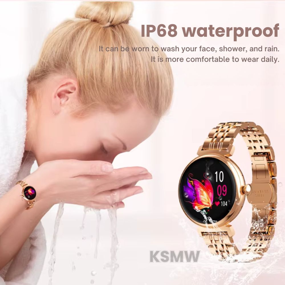 Elegant Smart Watch Metal Strap Women's – 1.04" AMOLED Smartwatch with Bluetooth Call & Health Monitoring