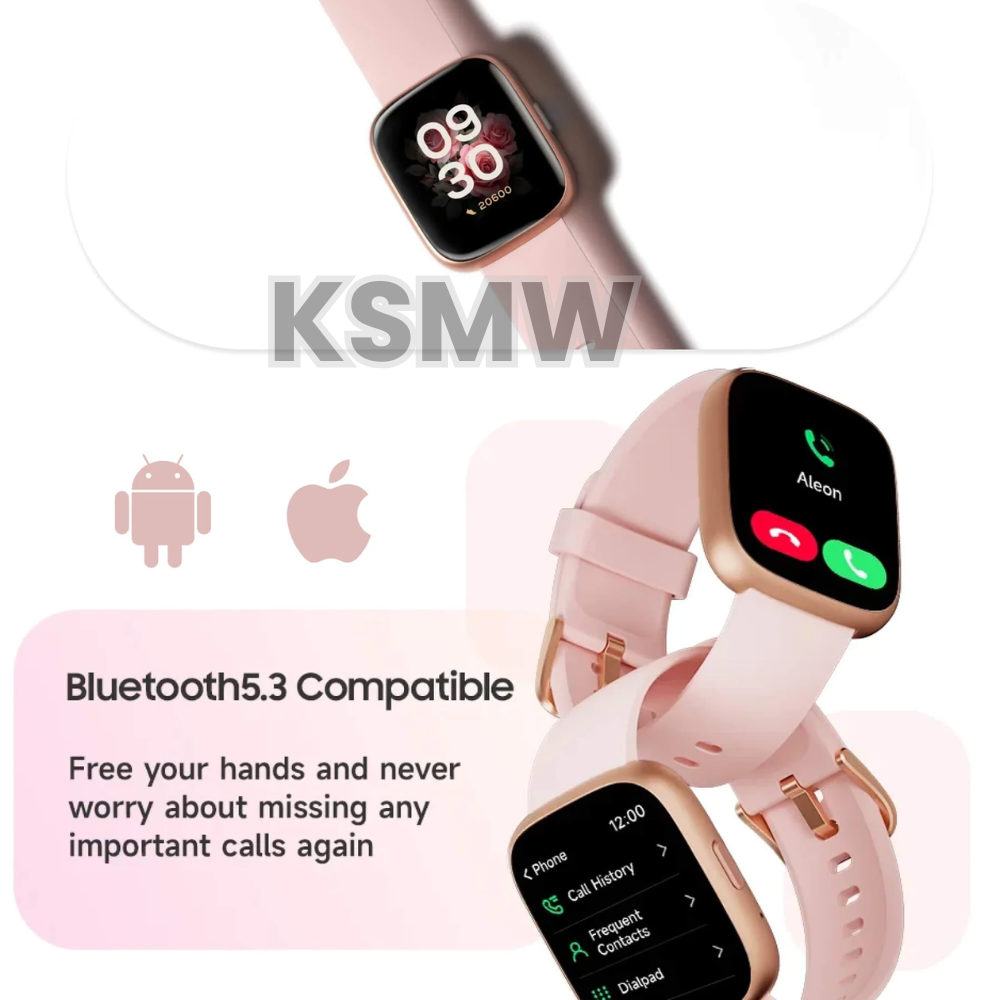 Women’s Step Counter Watch – Smart Watch with 1.85" Large Face, Bluetooth Calling, Blood Pressure & Heart Rate Monitor, Waterproof, Long Battery Life