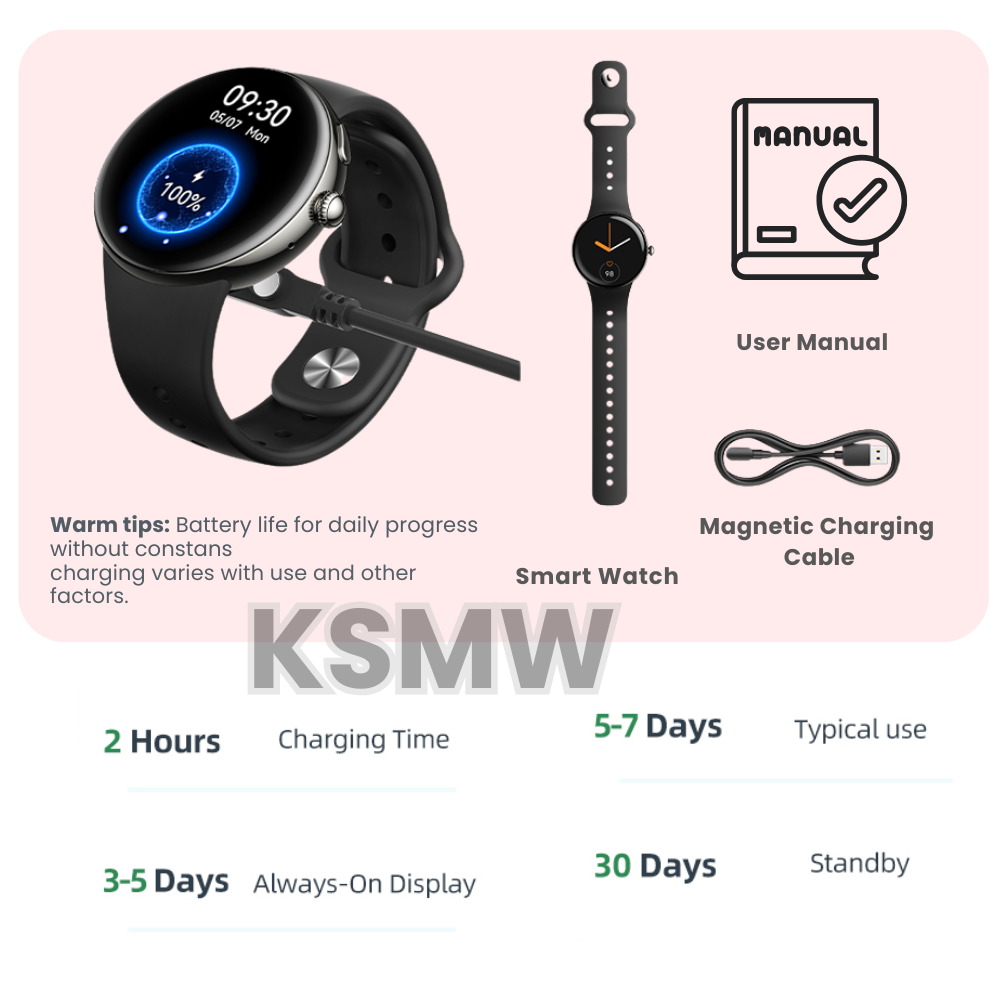 Android Smart Watches for Women – Super-Slim Lightweight Smartwatch with Bluetooth Calls, Health & Fitness Tracking, 14-Day Battery, Android iOS