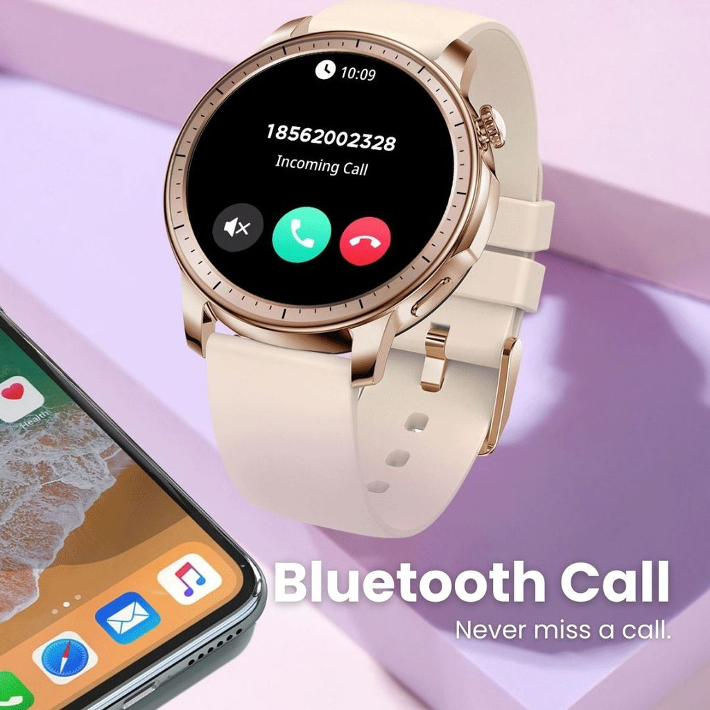 S25 2-in-1 Smartwatch | Gold Strap, AMOLED Display & Health Monitoring for Active Women