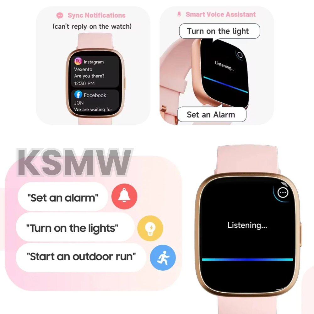 Women’s Step Counter Watch – Smart Watch with 1.85" Large Face, Bluetooth Calling, Blood Pressure & Heart Rate Monitor, Waterproof, Long Battery Life