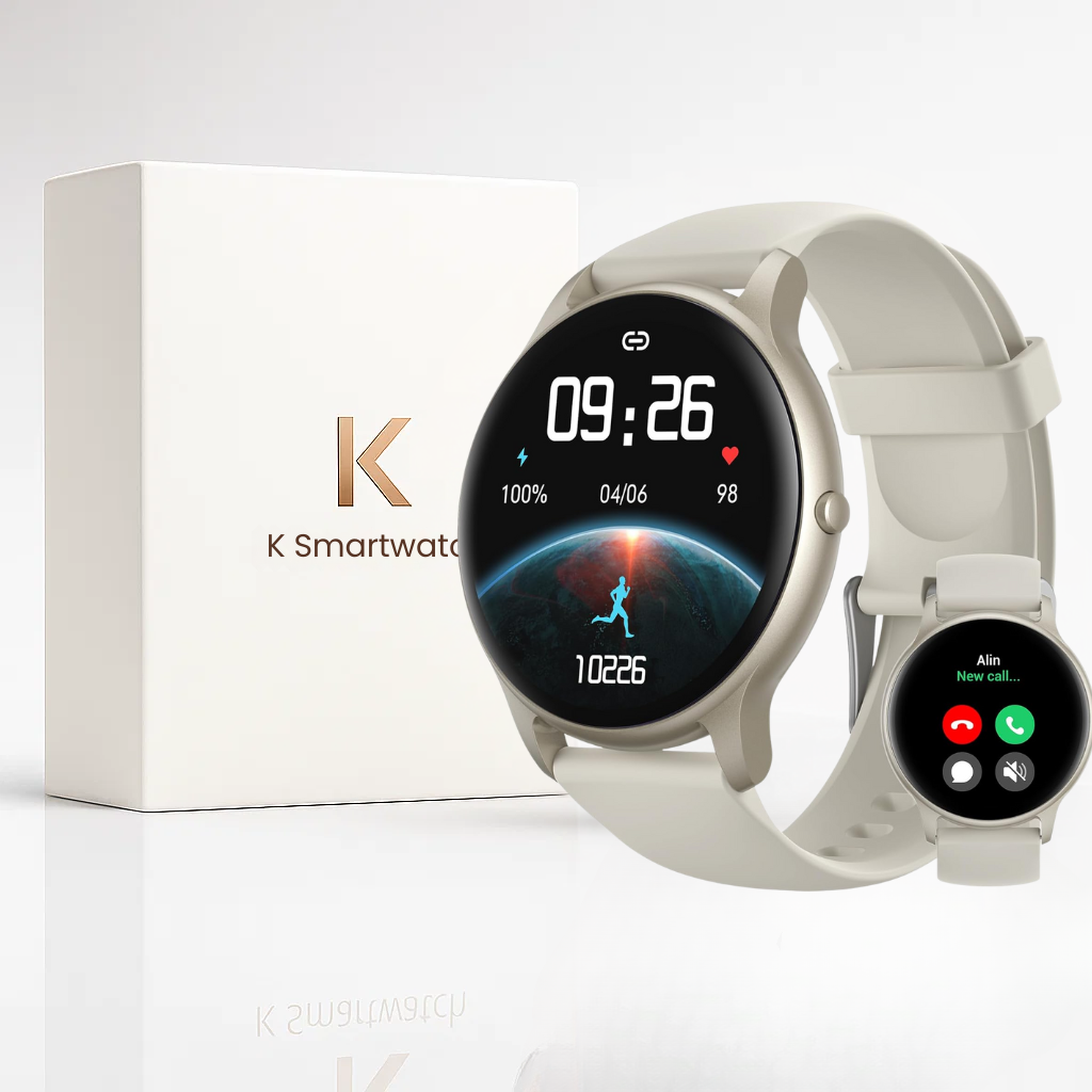 Best Smartwatch for Women UK – Eterna Gold Smart Watch with Bluetooth Calls, Long Battery Life, Fitness & Health Tracker, Waterproof Android iOS
