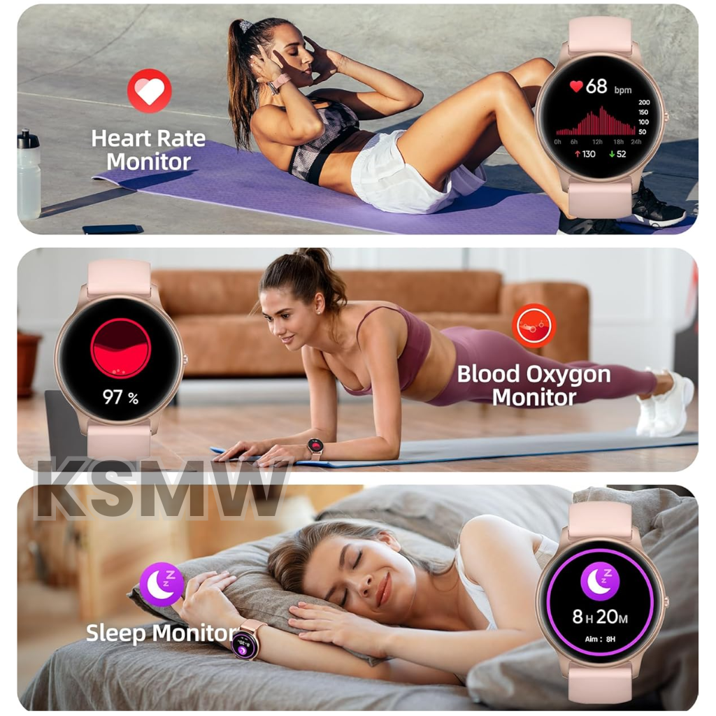 Best Smartwatch for Women UK – Eterna Gold Smart Watch with Bluetooth Calls, Long Battery Life, Fitness & Health Tracker, Waterproof Android iOS