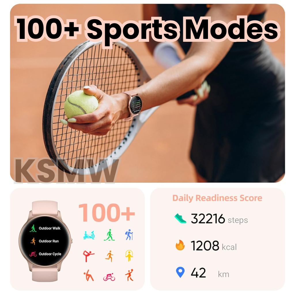 Best Smartwatch for Women UK – Eterna Gold Smart Watch with Bluetooth Calls, Long Battery Life, Fitness & Health Tracker, Waterproof Android iOS