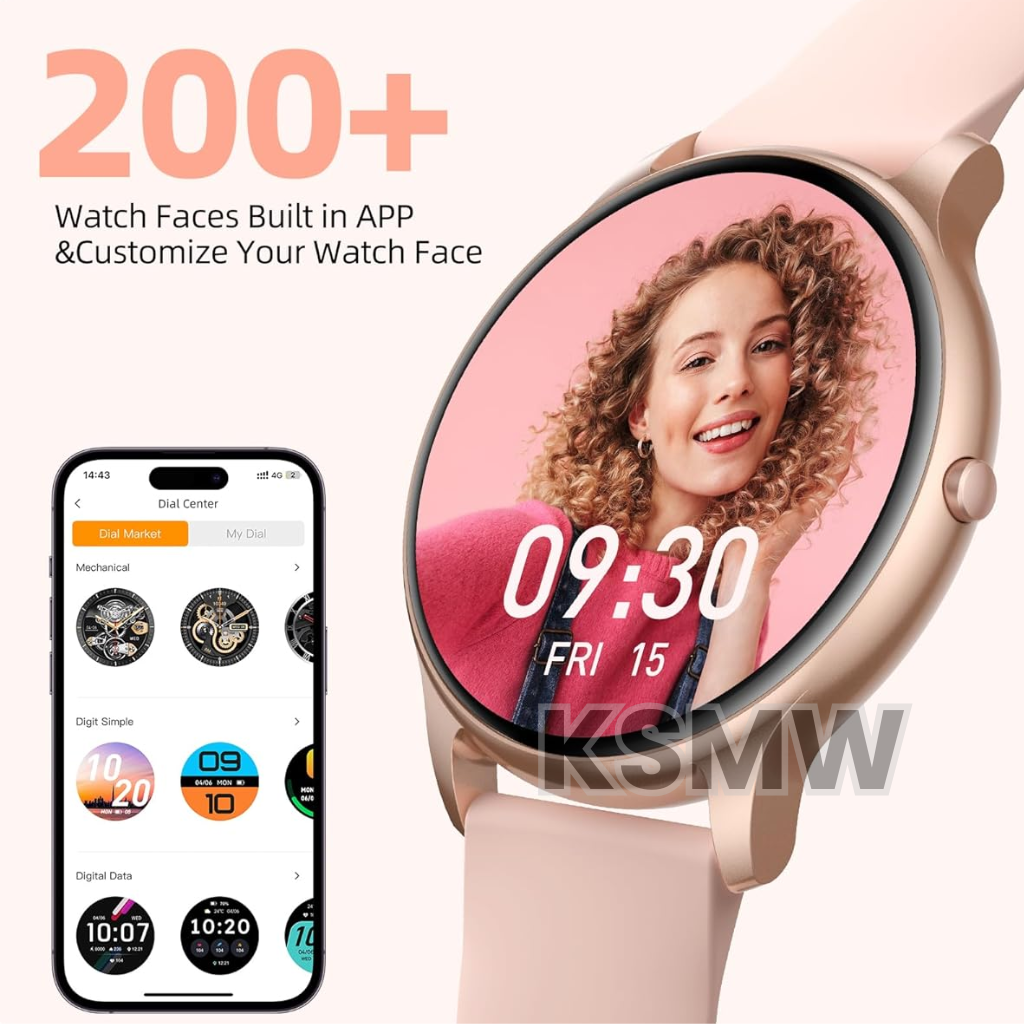 Best Smartwatch for Women UK – Eterna Gold Smart Watch with Bluetooth Calls, Long Battery Life, Fitness & Health Tracker, Waterproof Android iOS