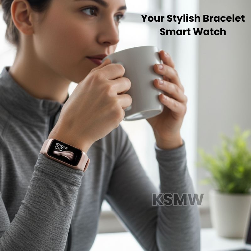 Bracelet Smart Watch for Women – Slim AMOLED Fitness Tracker Bracelet Watch with Heart Rate, SpO2, BP & Temperature Monitor, 10-Day Battery, Waterproof