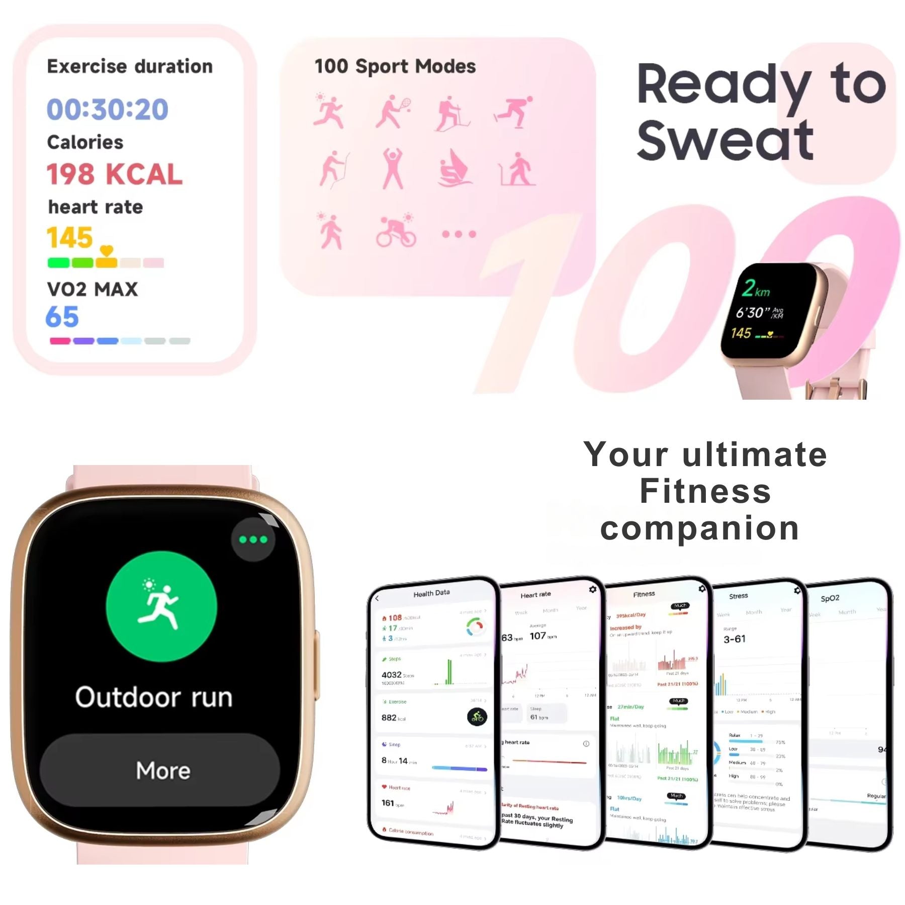 Best Smartwatch for Women UK – 1.83" Large Screen Smart Watch with Bluetooth Calls, Health & Fitness Tracking, 100+ Sports Modes, Waterproof, Long Battery