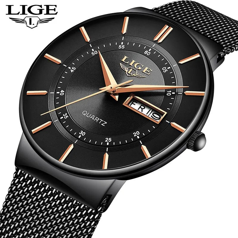 Luxury Men's Waterproof Ultra Thin Watch | Steel Band, Casual Quartz Design for Everyday Wear