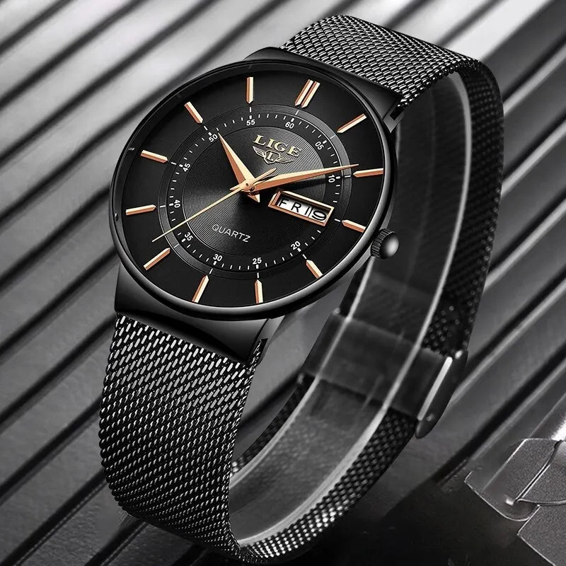 Luxury Men's Waterproof Ultra Thin Watch | Steel Band, Casual Quartz Design for Everyday Wear