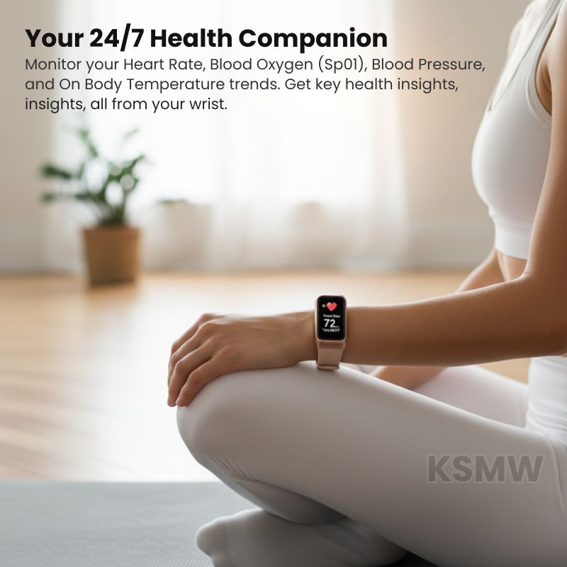 Bracelet Smart Watch for Women – Slim AMOLED Fitness Tracker Bracelet Watch with Heart Rate, SpO2, BP & Temperature Monitor, 10-Day Battery, Waterproof