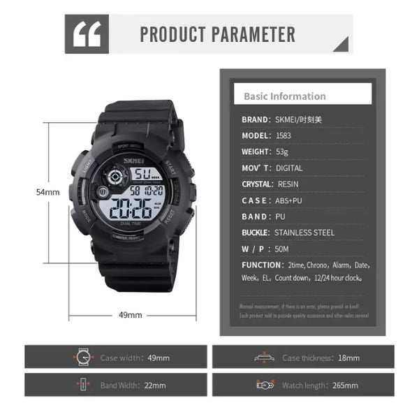 Men's Tactical Sports Watch - Square Style Military Grade with Shock Absorption & Water Resistance