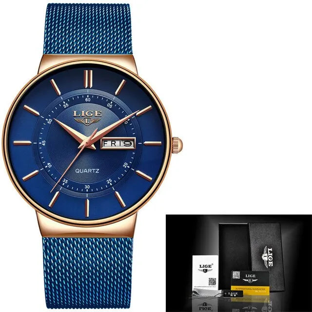 Luxury Men's Waterproof Ultra Thin Watch | Steel Band, Casual Quartz Design for Everyday Wear