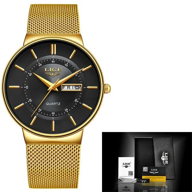 Luxury Men's Waterproof Ultra Thin Watch | Steel Band, Casual Quartz Design for Everyday Wear