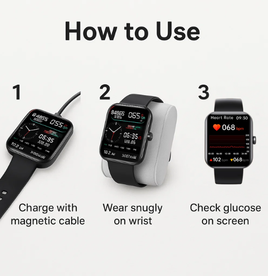 Smartwatch with Glucose Monitor – Non-Invasive Diabetes Tracker for Men & Women