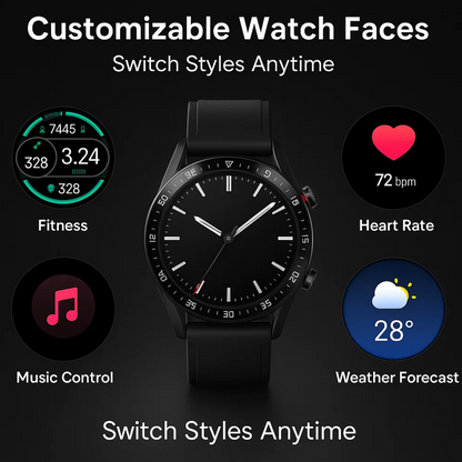 Diabetes Smartwatch with Glucose Monitoring – Non-Invasive Blood Sugar Tester for Health & Fitness