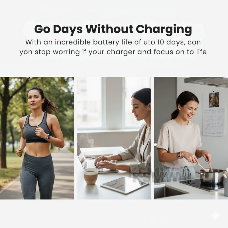 Bracelet Smart Watch for Women – Slim AMOLED Fitness Tracker Bracelet Watch with Heart Rate, SpO2, BP & Temperature Monitor, 10-Day Battery, Waterproof