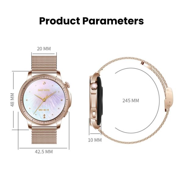 S25 2-in-1 Smartwatch | Gold Strap, AMOLED Display & Health Monitoring for Active Women