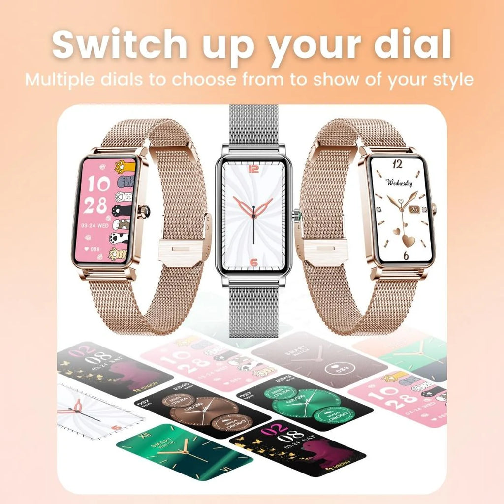 Aura Elegance Women's Smartwatch | IP68 Waterproof, Health Monitoring & Stylish Design | Ladies Exercise Watches