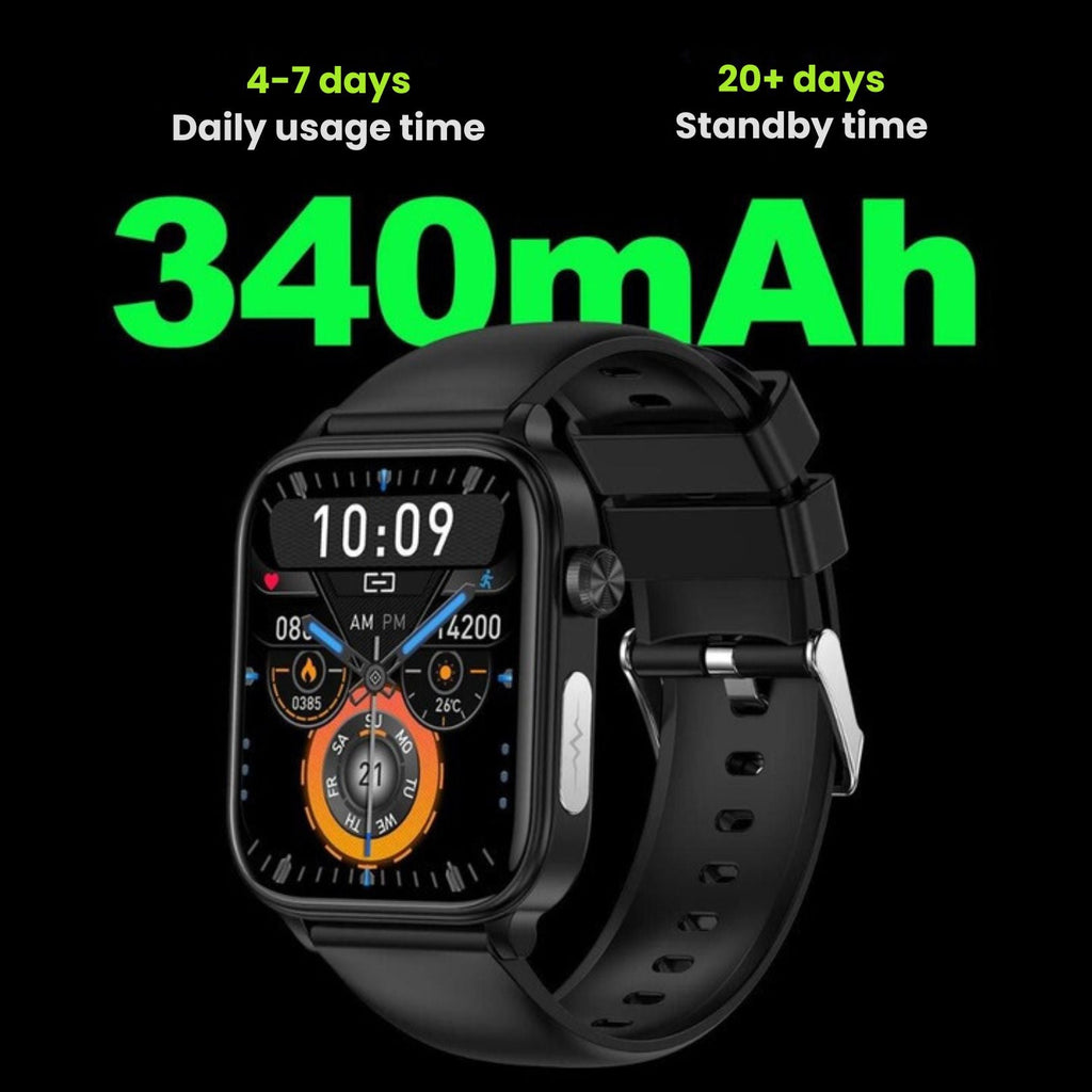 GlucoSafe SOS Smartwatch | Needle-Free Blood Glucose Monitoring & Fall Detection for Health Tracking and Emergency Assistance