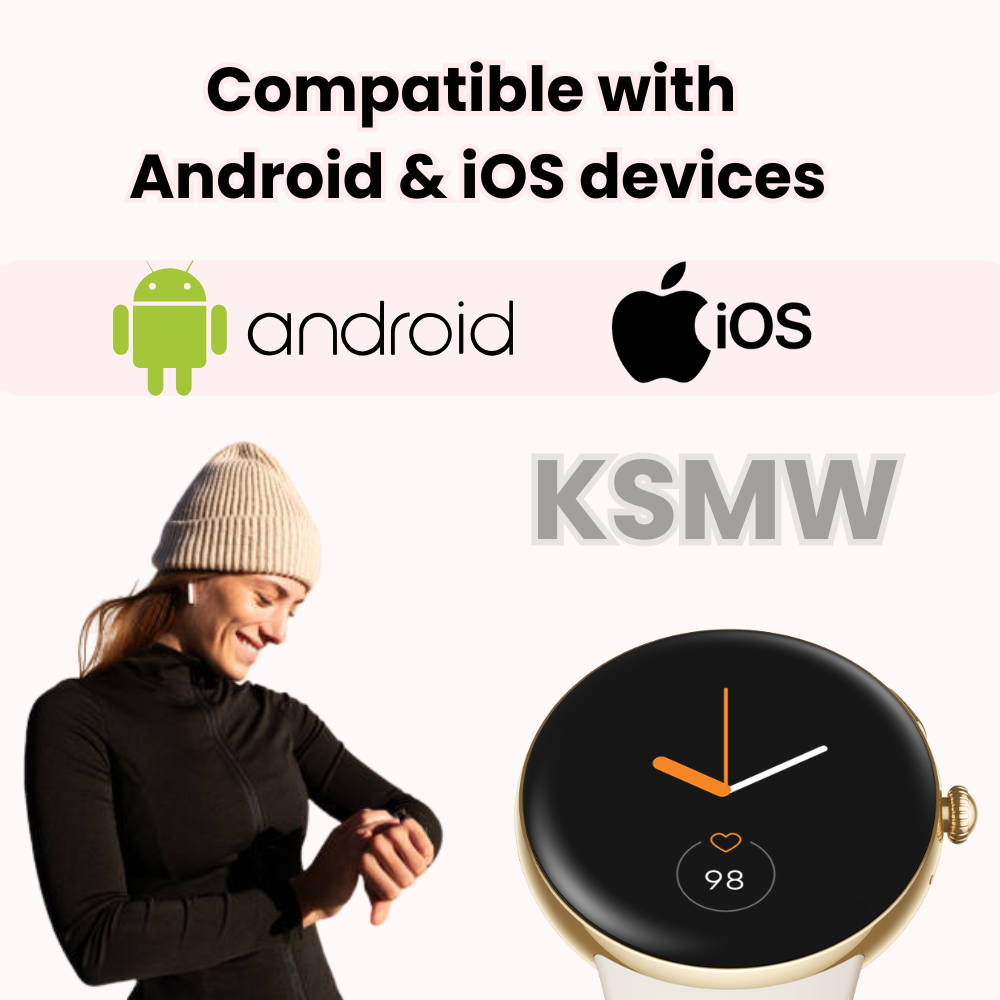 Android Smart Watches for Women – Super-Slim Lightweight Smartwatch with Bluetooth Calls, Health & Fitness Tracking, 14-Day Battery, Android iOS