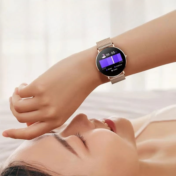 Ultra-Thin Smartwatch for Ladies – AMOLED Display, Waterproof, and Sports Features