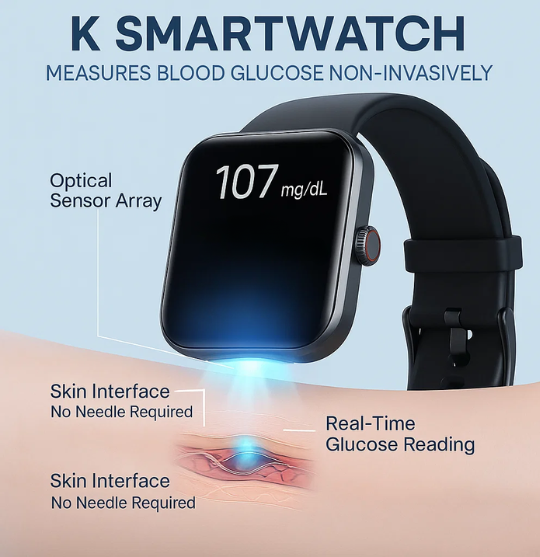 Smartwatch with Glucose Monitor – Non-Invasive Diabetes Tracker for Men & Women