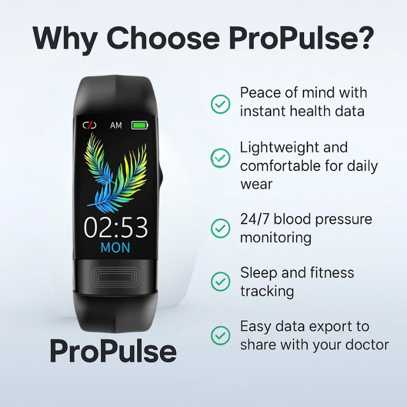 ProPulse Blood Pressure & Heart Rate Monitor Smartwatch β Sleek & Accurate | For Daily Use