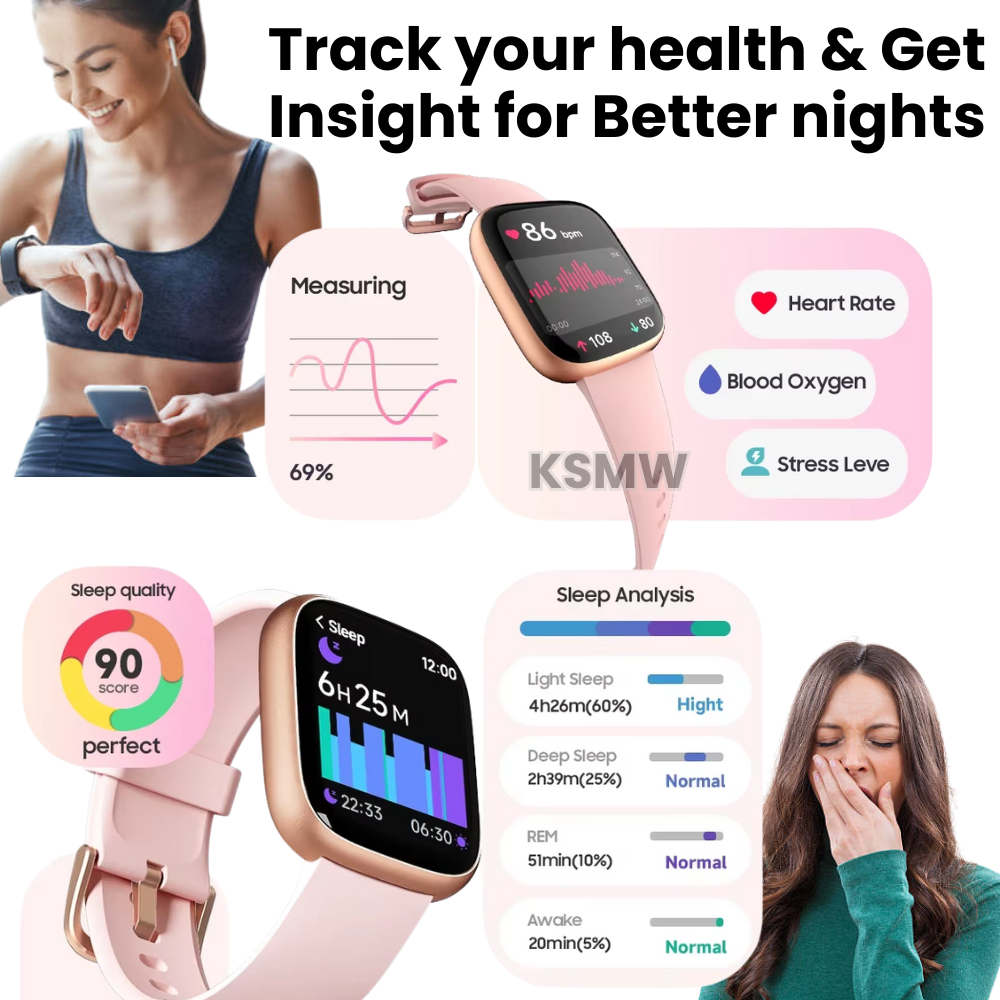 Fitness Watch for Women UK – 1.83" Large Screen Smartwatch with Bluetooth Calls, 100+ Sports Modes, Heart Rate & SpO2 Monitor, Waterproof, Long Battery