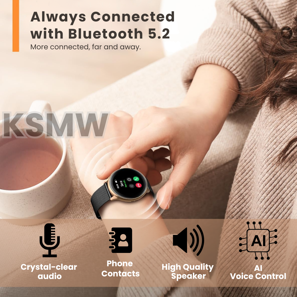 Womens Smart Watch UK – Rose Gold Smartwatch with Bluetooth Calls, Health & Fitness Tracker, Waterproof, 7–10 Day Battery, 2 Straps Android iOS