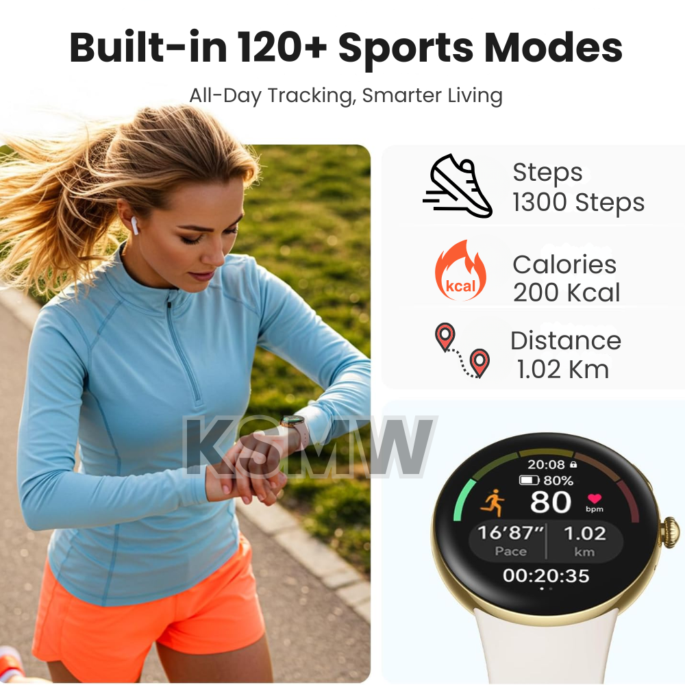 Android Smart Watches for Women – Super-Slim Lightweight Smartwatch with Bluetooth Calls, Health & Fitness Tracking, 14-Day Battery, Android iOS
