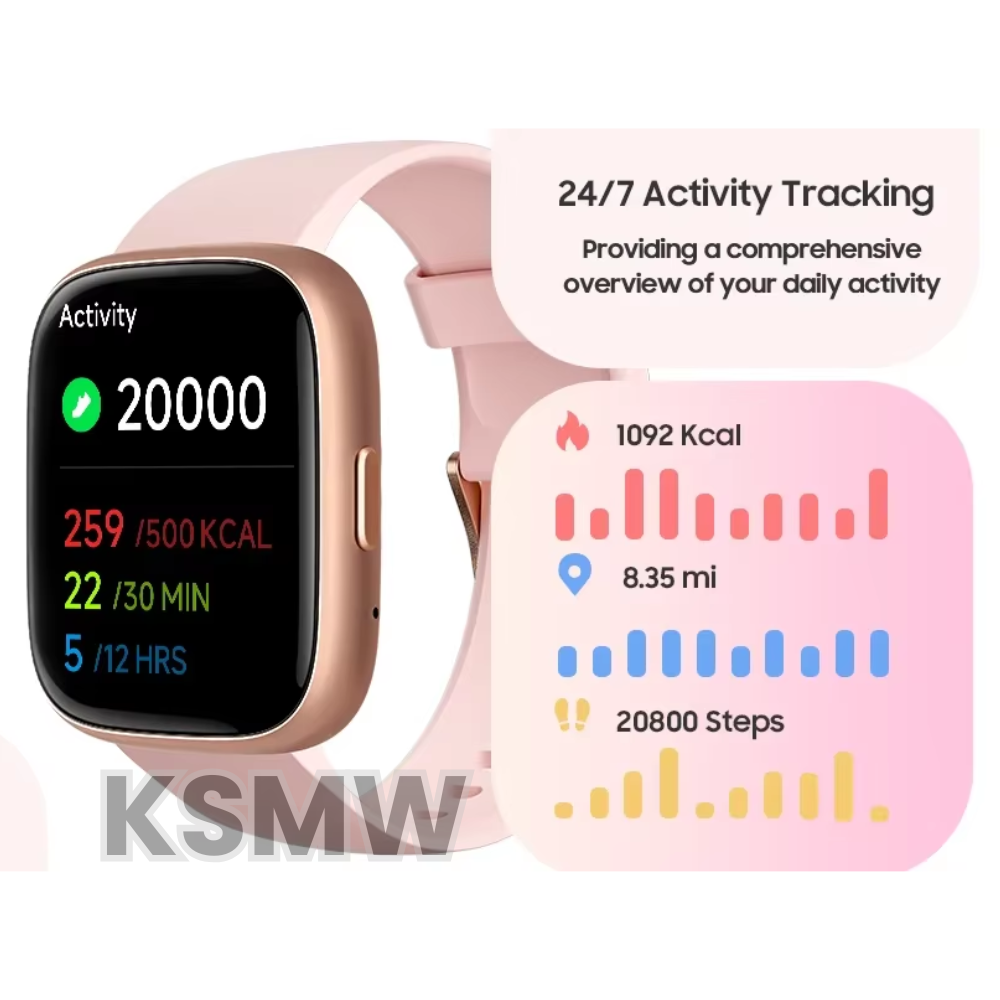 Women’s Step Counter Watch – Smart Watch with 1.85" Large Face, Bluetooth Calling, Blood Pressure & Heart Rate Monitor, Waterproof, Long Battery Life