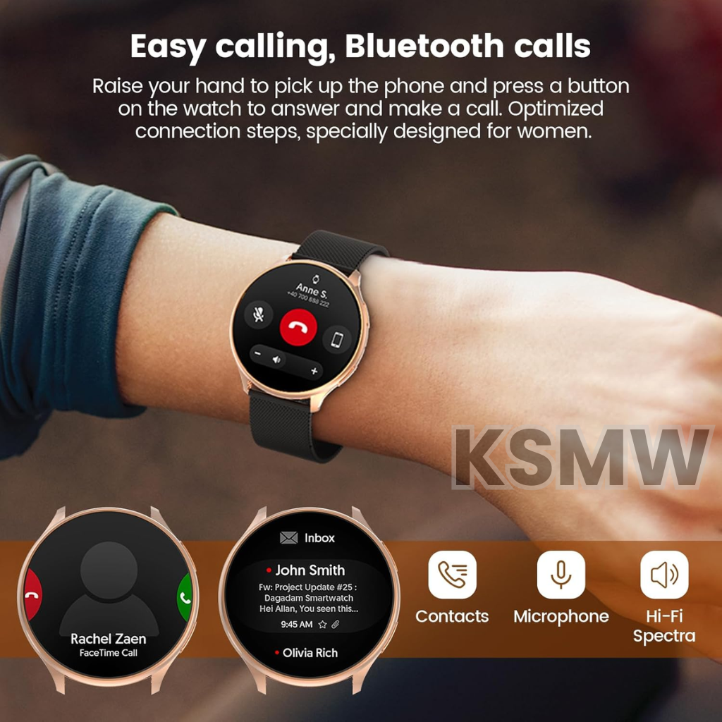 Womens Smart Watch UK – Rose Gold Smartwatch with Bluetooth Calls, Health & Fitness Tracker, Waterproof, 7–10 Day Battery, 2 Straps Android iOS