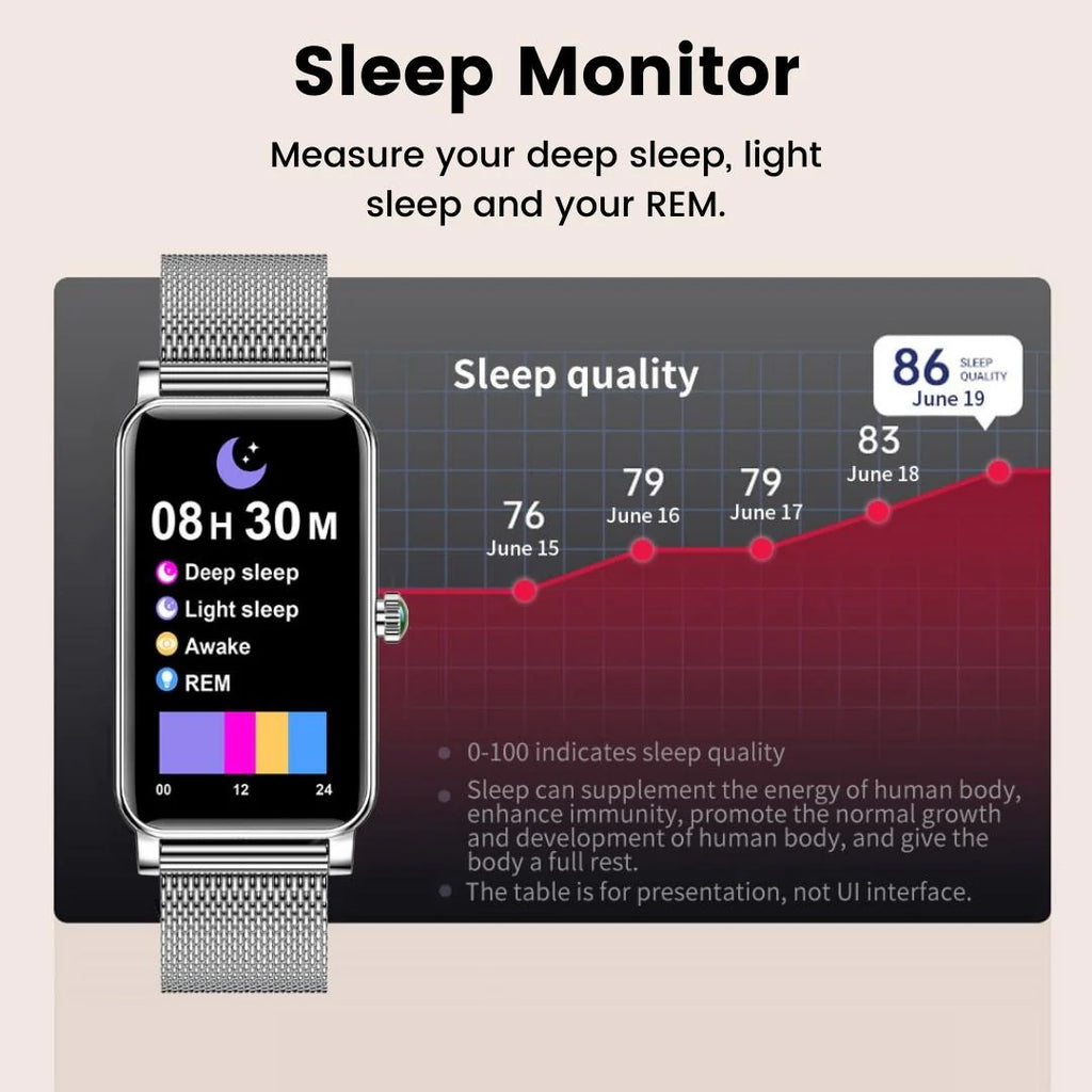 Aura Elegance Women's Smartwatch | IP68 Waterproof, Health Monitoring & Stylish Design | Ladies Exercise Watches