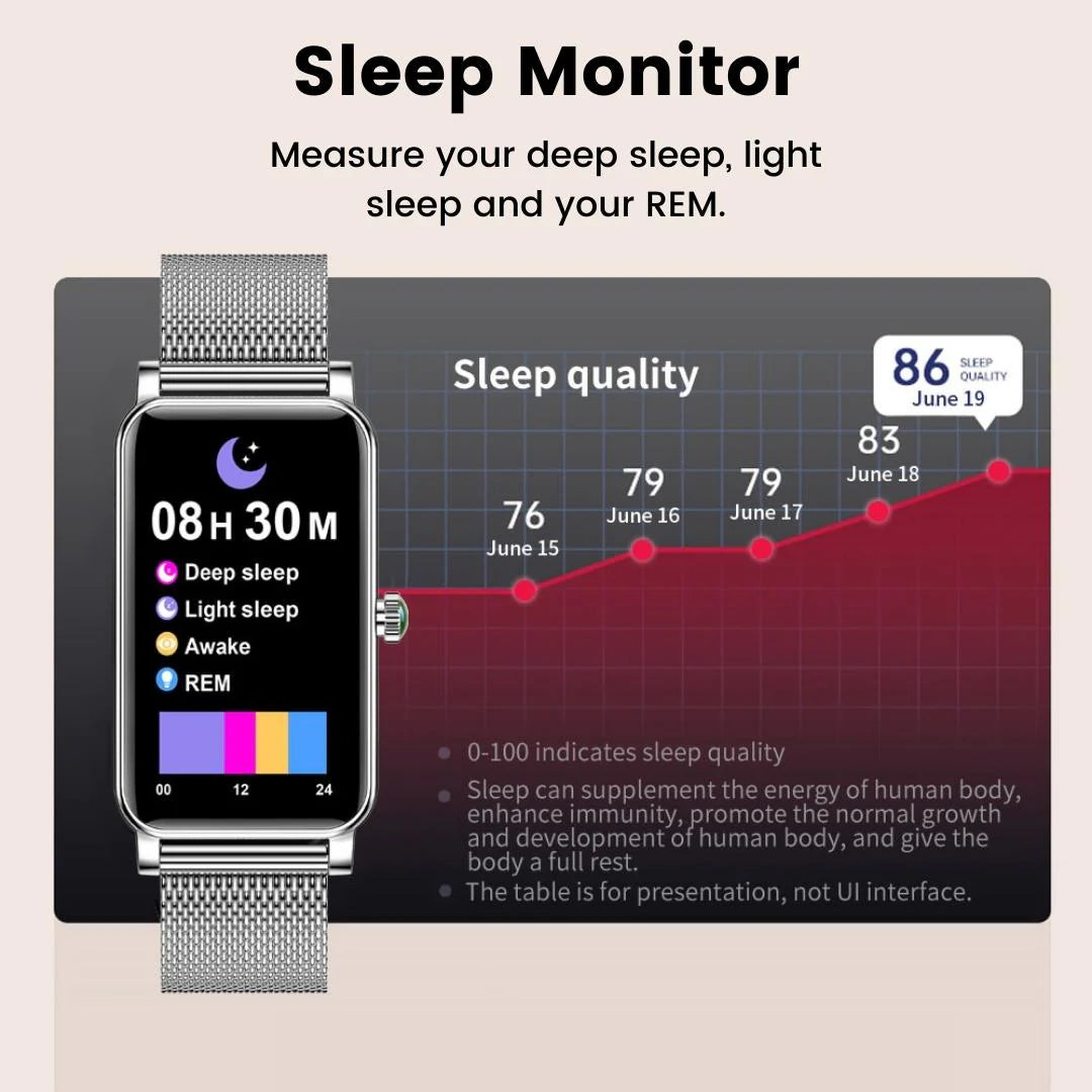 Aura Elegance Women's Smartwatch | IP68 Waterproof, Health Monitoring & Stylish Design | Ladies Exercise Watches