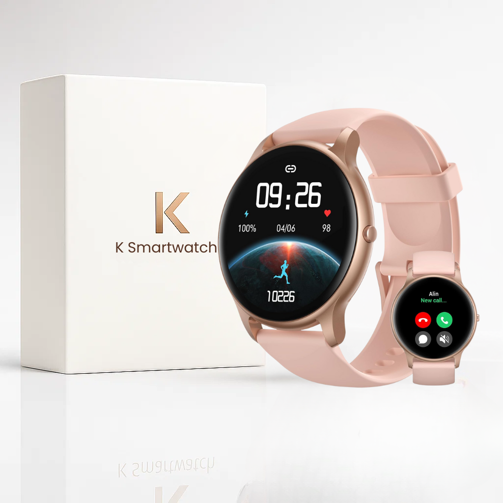 Best Smartwatch for Women UK – Eterna Gold Smart Watch with Bluetooth Calls, Long Battery Life, Fitness & Health Tracker, Waterproof Android iOS