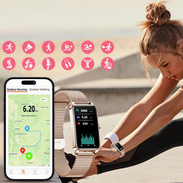 Aura Elegance Women's Smartwatch | IP68 Waterproof, Health Monitoring & Stylish Design | Ladies Exercise Watches