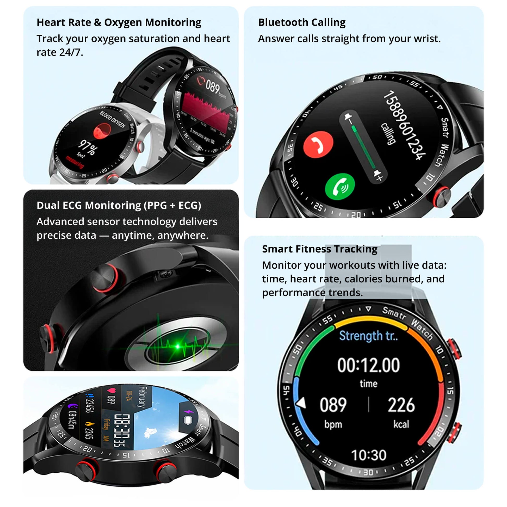 Diabetes Smartwatch with Blood Sugar Monitoring – Non-Invasive Glucose Sensor Watch