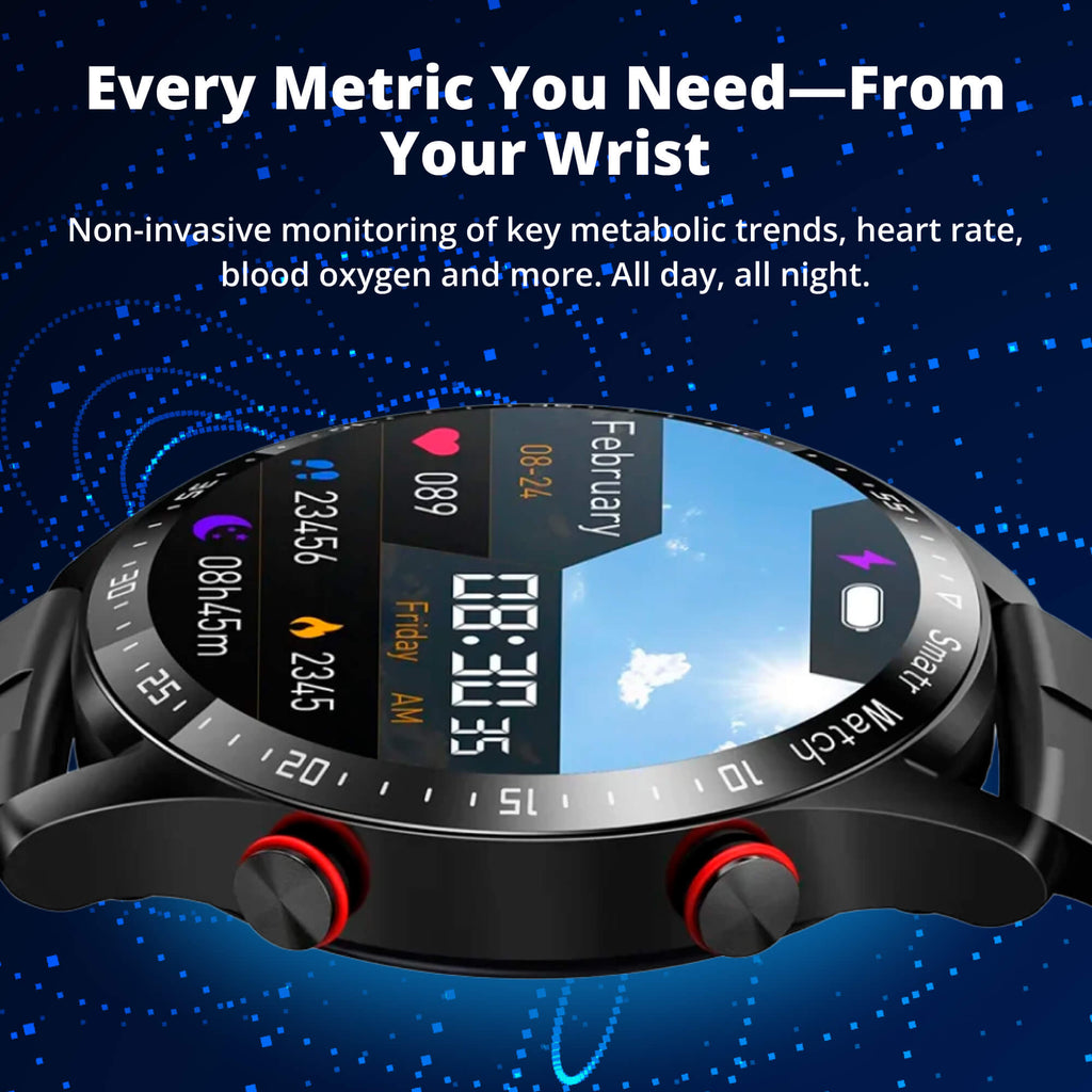 Diabetes Smartwatch with Glucose Monitoring – Non-Invasive Blood Sugar Tester for Health & Fitness