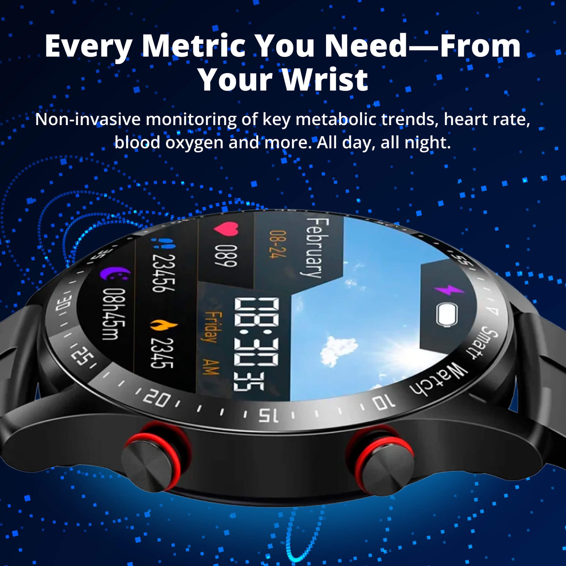 Diabetes Smartwatch with Glucose Monitoring – Non-Invasive Blood Sugar Tester for Health & Fitness