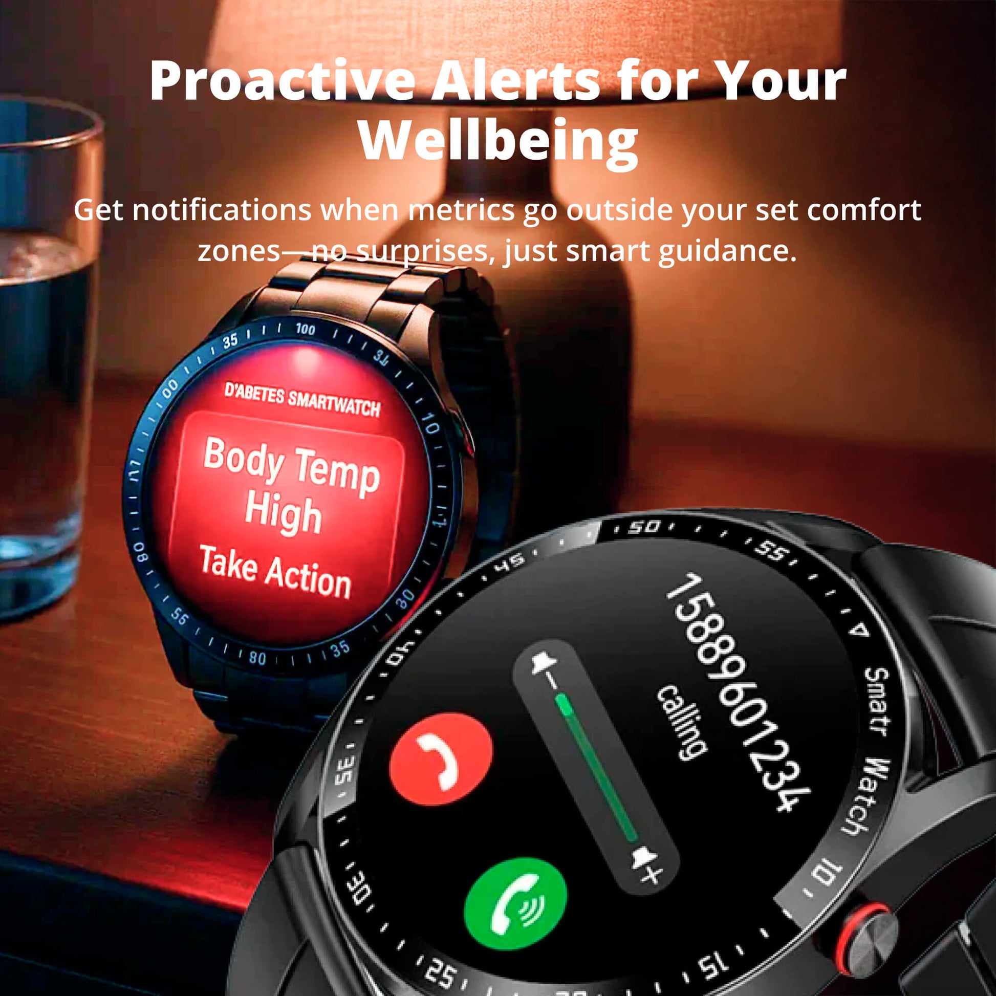 Diabetes Smartwatch with Glucose Monitoring – Non-Invasive Blood Sugar Tester for Health & Fitness