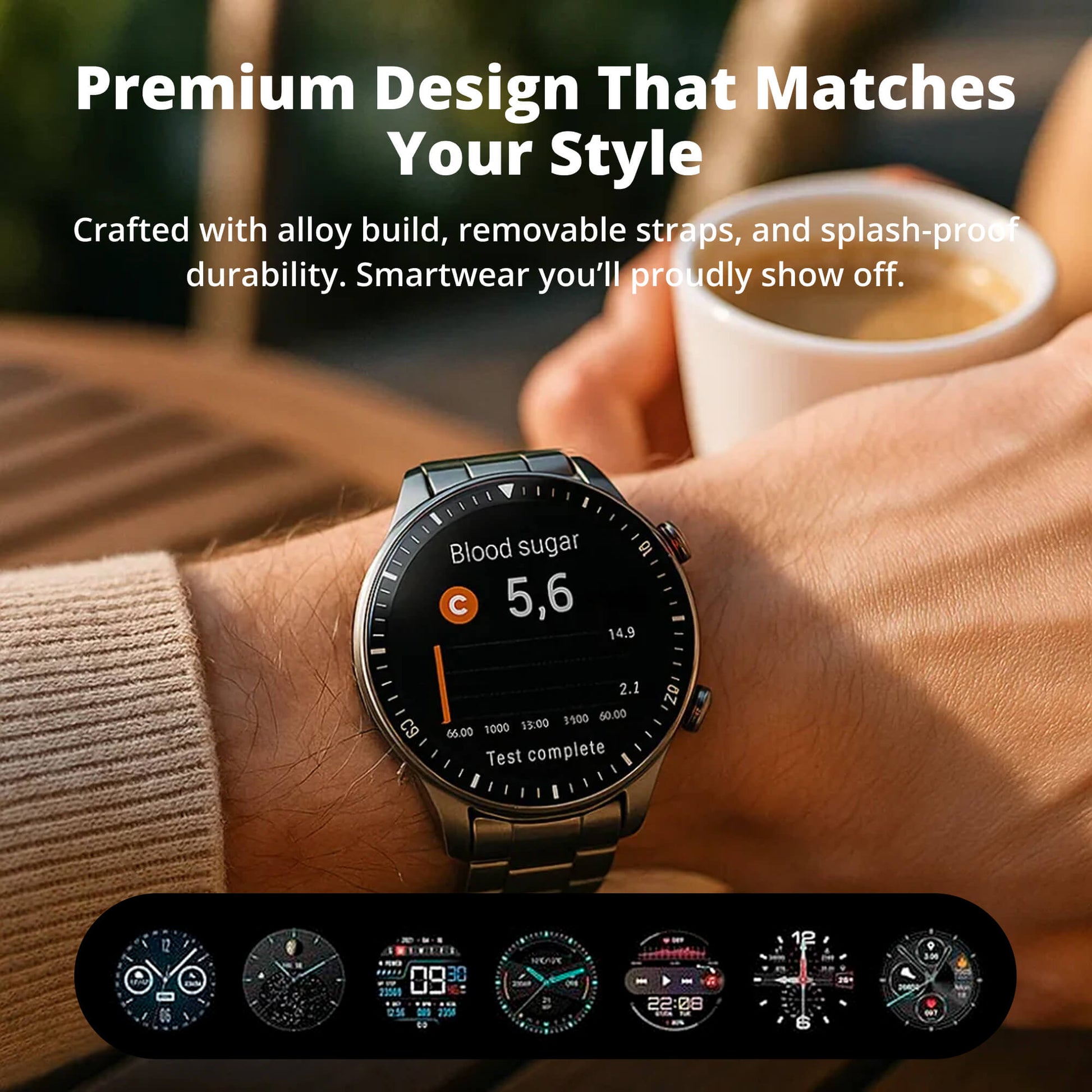 Diabetes Smartwatch with Glucose Monitoring – Non-Invasive Blood Sugar Tester for Health & Fitness