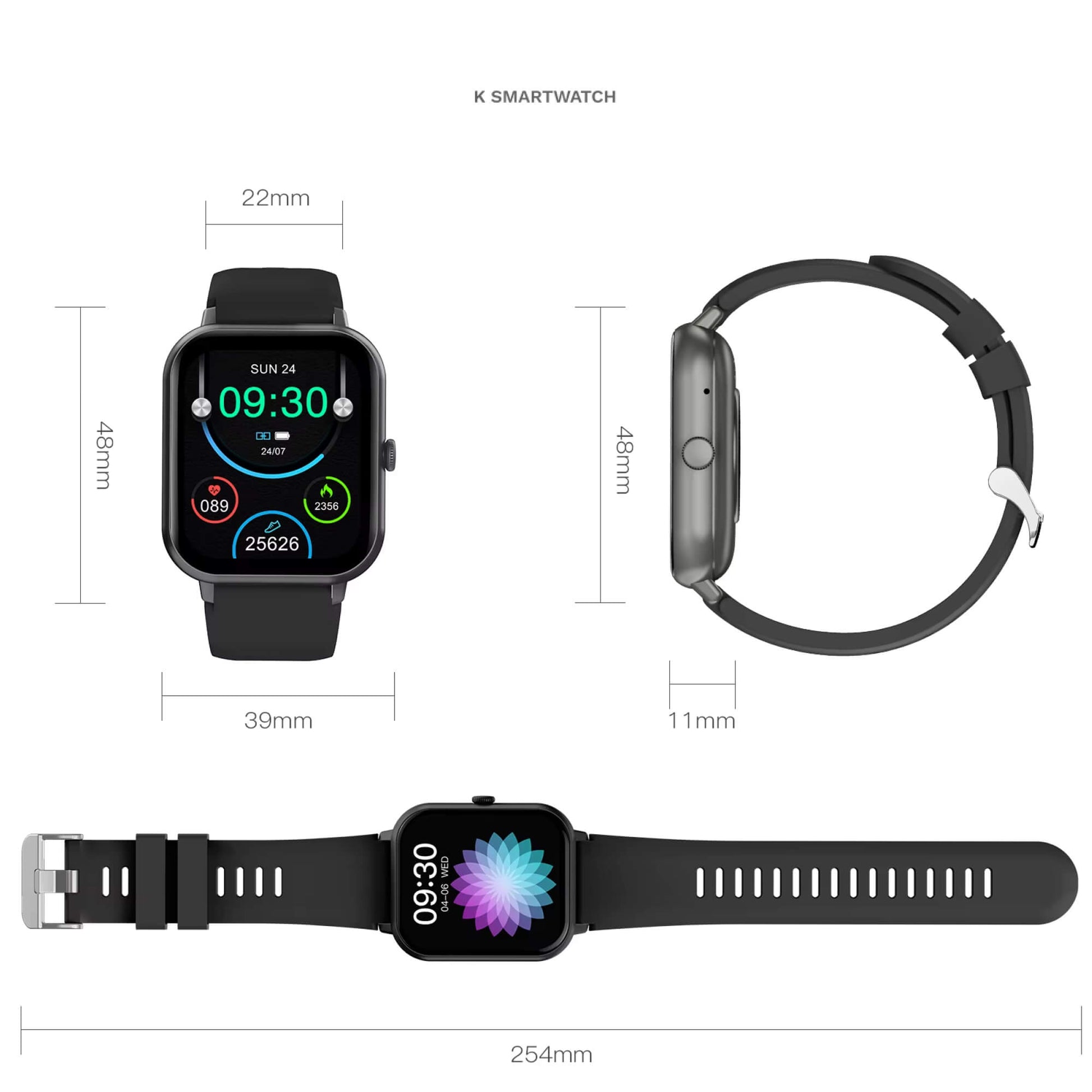 Family Smart Health Watch | Waterproof Activity & Fitness Tracker for Kids & Adults with HR, BP, SpO2, Sleep & Step Counter