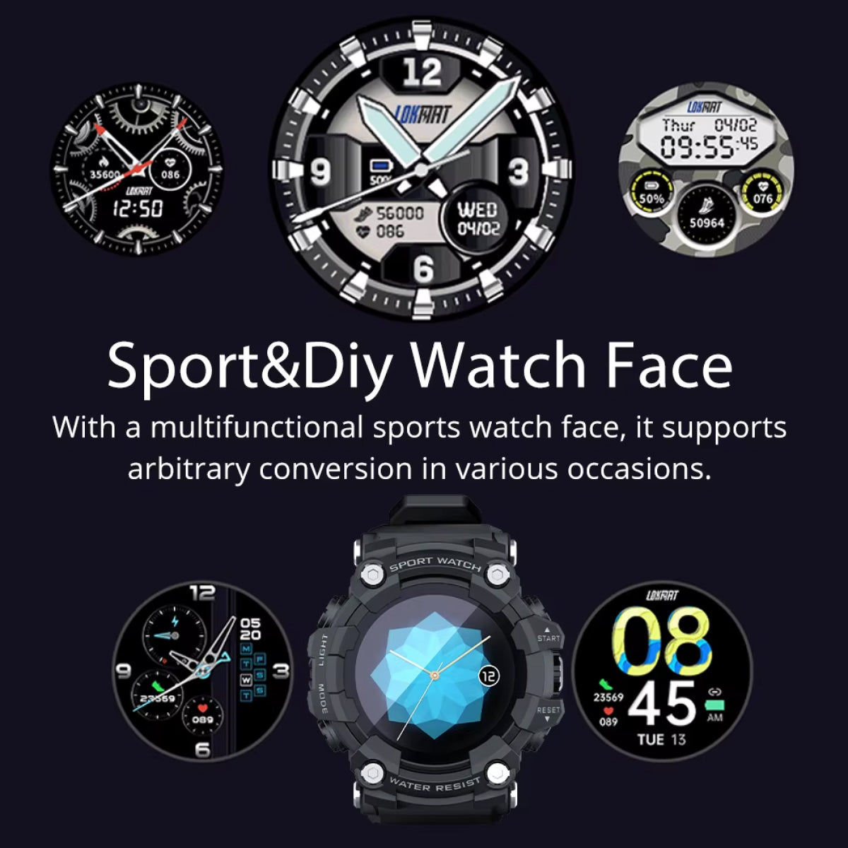 Tactical Rugged Smartwatch - Military-Grade Durability with Sport Features - Ideal for Tough Environments