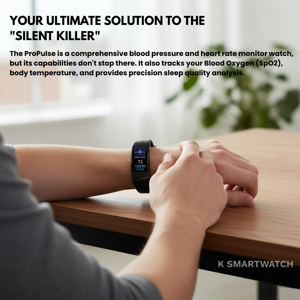 ProPulse Blood Pressure & Heart Rate Monitor Smartwatch – Sleek & Accurate | For Daily Use